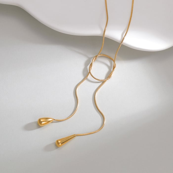 1 Stück Simple Series Casual Quaste Edelstahl 18 Karat vergoldet Damen Anhänger Halsketten Bild4