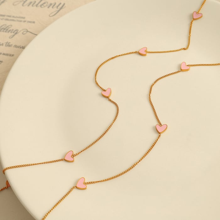 1 Stück Simple Series Simple Heart Edelstahl 18 Karat vergoldet Damen-Halsketten mit Anhänger h5Bild3