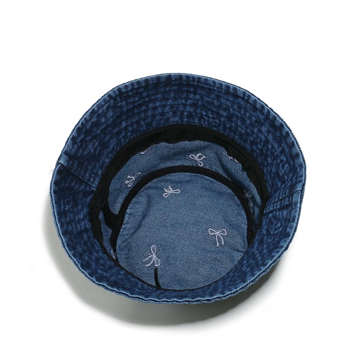 1 Piece Denim Bow Embroidered Fisherman Hat Picture5