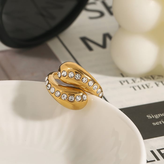 1 stück simple series droplet edelstahl gold farbe damen einzelringe h5Bild4