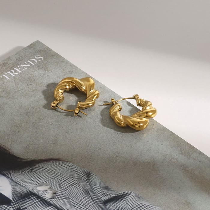 1 paar klassische serie  ringförmige edelstahl gold farbe damen creolen h5Bild8