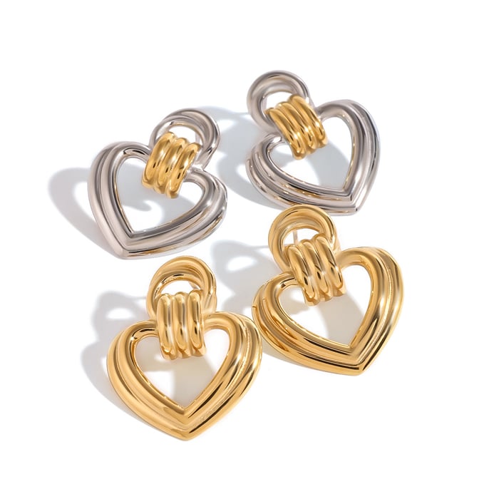 1 Paar Simple Series Sweet Heart Edelstahl 18 Karat vergoldete Damen-Ohrstecker h5Bild5