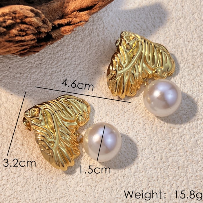 1 Pair Retro Heart Stainless Steel Gold Women's Drop Earrings h5Picture6