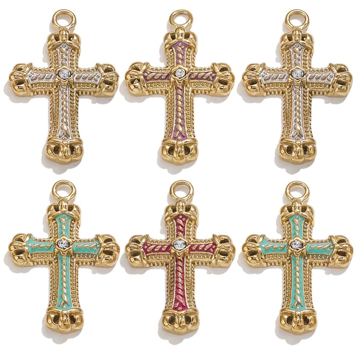 1 pair classic series retro cross  gold plated women pendants h5Picture3
