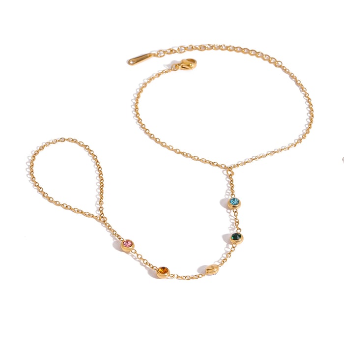 1 piece luxurious series sweet line stainless steel  gold plated rhinestone women chain bracelets h5Picture7