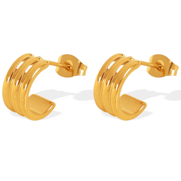1 pair simple series classic geometric titanium steel  gold plated women hoop earrings h5Picture2
