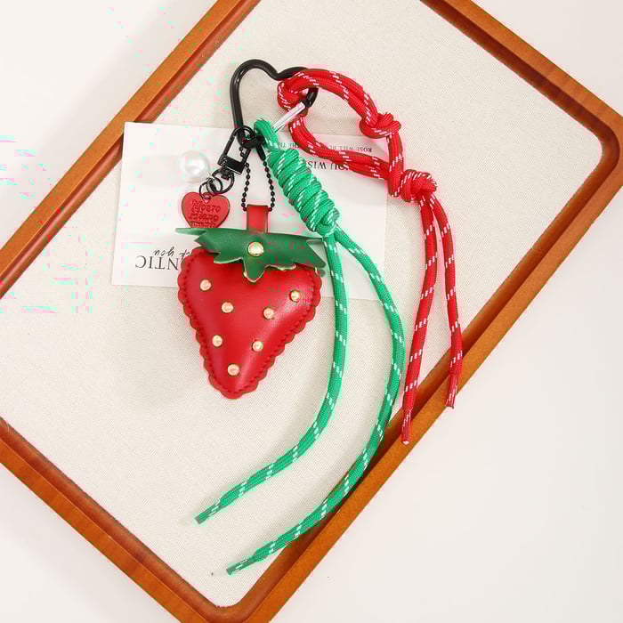 1 Piece Sweet Leather Strawberry Women's Bag Charms h5Picture7