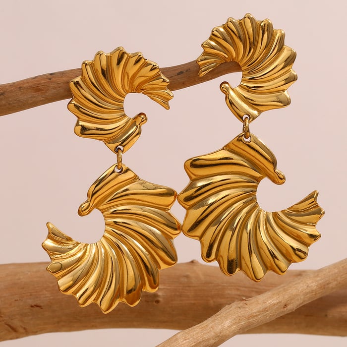 1 Paar Luxuriöse Serie Retro Einfarbig Edelstahl Gold Farbe Damen Tropfen Ohrringe h5Bild3