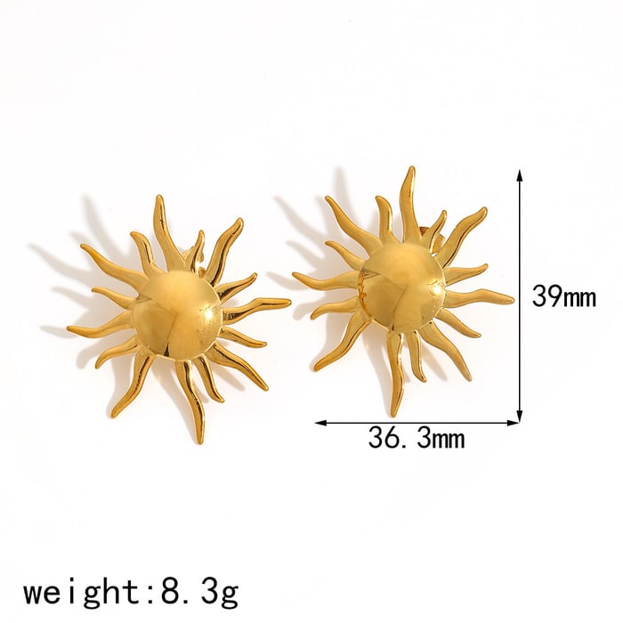 1 pair simple series simple sun/moon  gold plated stud earrings h5Picture4