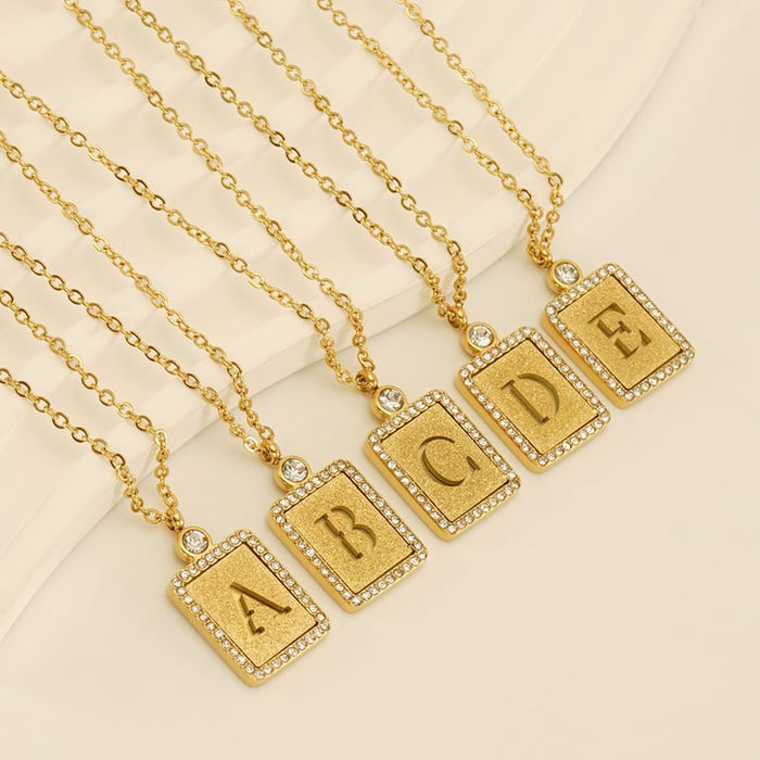 1 Stück Simple Series Daily Letter Edelstahl 18 Karat vergoldete Damen-Anhängerketten h5Bild4