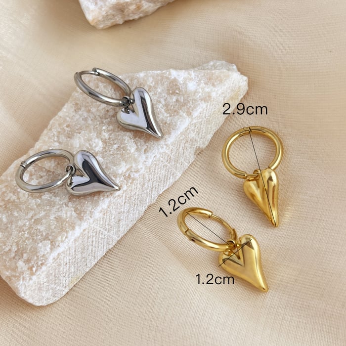 1 Paar Simple Series Simple Heart Edelstahl Goldfarben Damen Tropfen Ohrringe h5Bild5