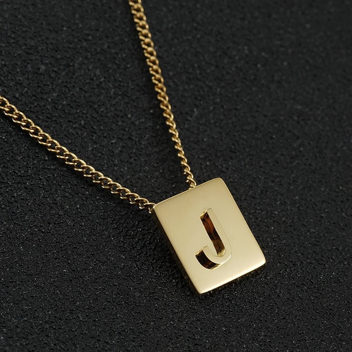 1 Stück Simple Series Daily Letter Titanstahl 18 Karat vergoldete Unisex-Anhängerketten h5Bild5
