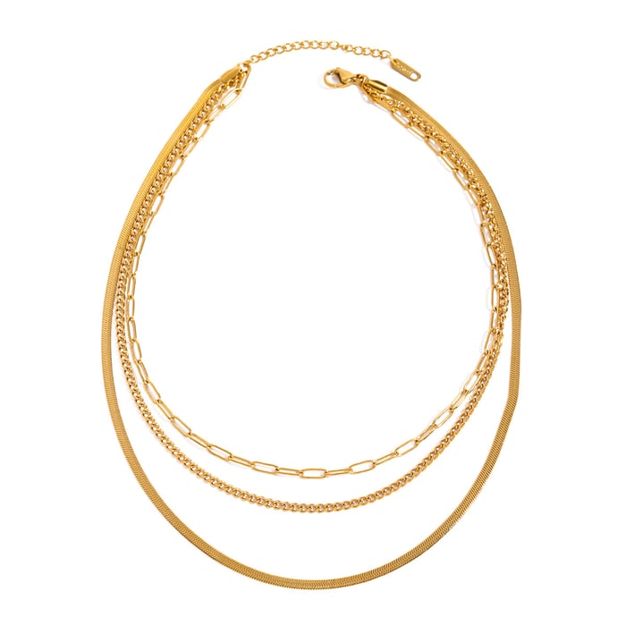 1 Piece Modern Series Daily Line Stainless Steel Gold Color Chic Women's Layered Necklaces h5Picture6