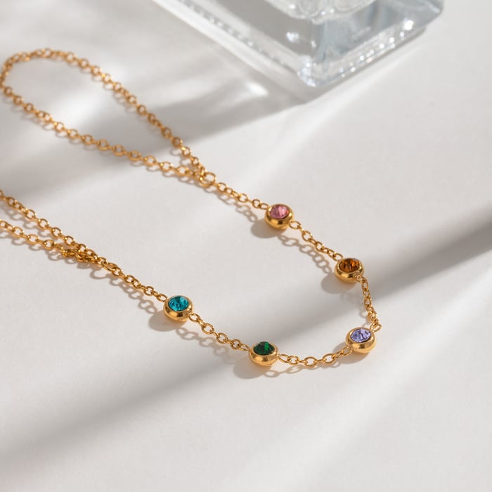 1 piece luxurious series sweet line stainless steel  gold plated rhinestone women chain bracelets h5Picture4