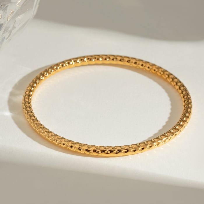 1 piece simple series simple solid color stainless steel  gold plated women bangles Picture3