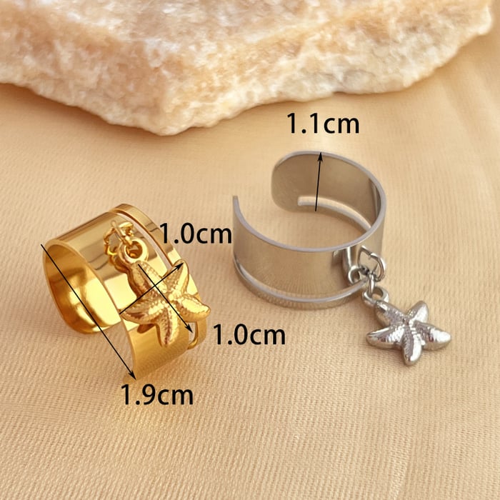1 Stück Simple Series Casual Turtle Edelstahl Goldfarben Damen Verstellbare Ringe h5Bild5