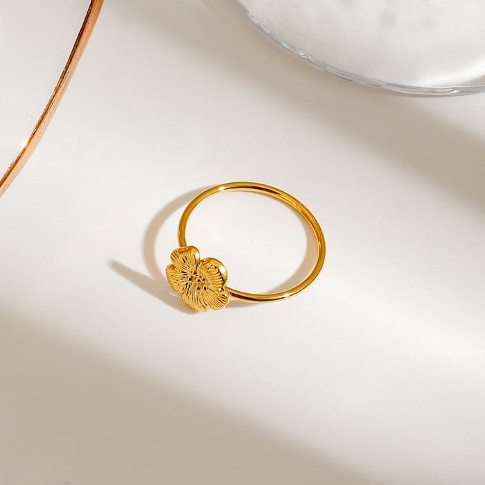 1 stück luxuriöse serie style blume edelstahl gold farbe damen ring sets h5Bild6