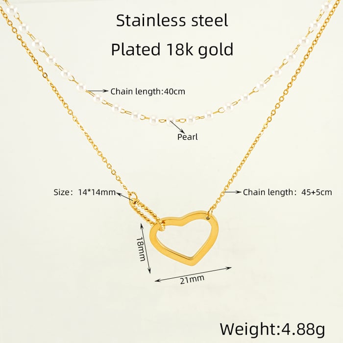 1 Piece Simple Series Love Annular Stainless Gold Color Women's Pendant Necklace h5Picture4