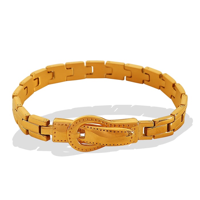 1 Stück Simple Series Klassische geometrische Edelstahl 18 Karat vergoldete Damen Armreifen h5Bild5