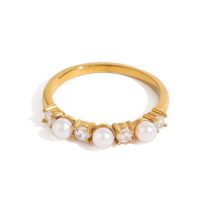 1 pair simple series retro geometric stainless steel  gold plated zircon women single ring h5Picture5