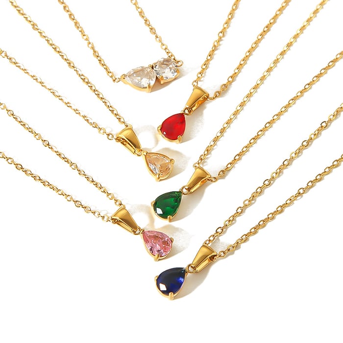 1 piece simple series simple droplet  gold plated zircon women pendant necklaces h5Picture5