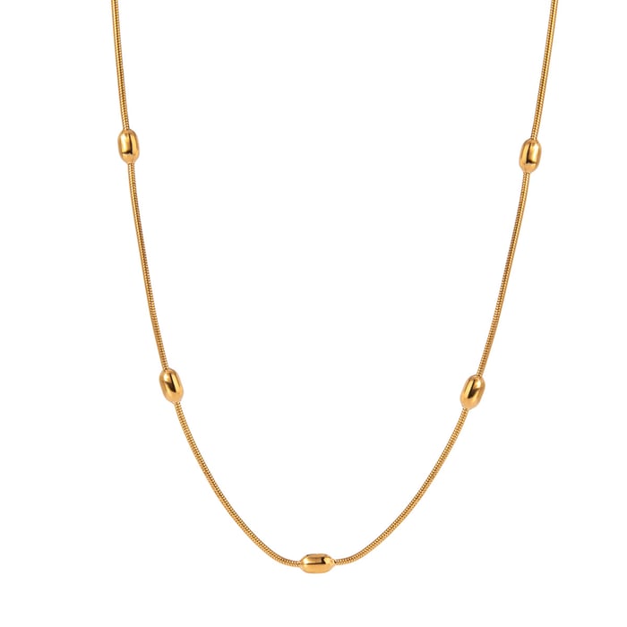 1 Stück Simple Series Einfache geometrische Edelstahl 18 Karat vergoldete Damen-Kettenhalsketten Bild5