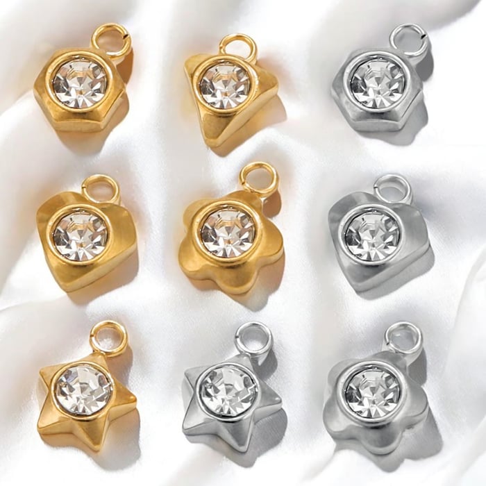 1 paio di pendenti da donna con zirconi placcati in oro , serie semplice, cuore semplice h5Immagine4