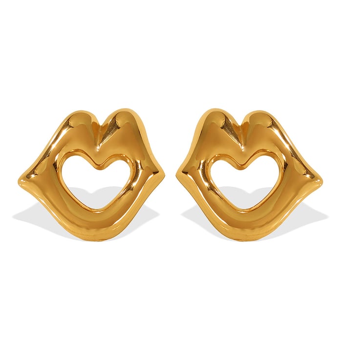 1 pair simple series simple geometric stainless steel  gold plated women stud earrings h5Picture8