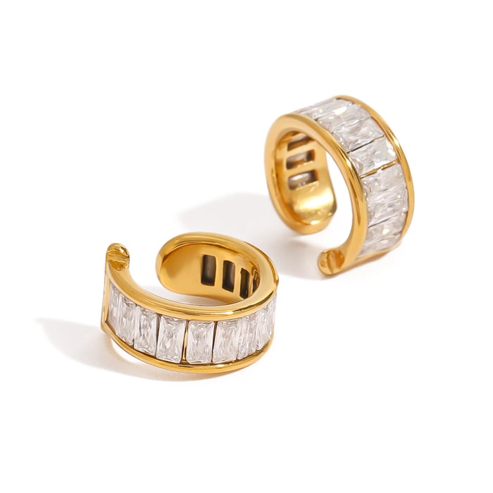 1 paar luxuriöse serie ringförmige edelstahl gold farbe überzogene damen clip-on ohrringe h5Bild9