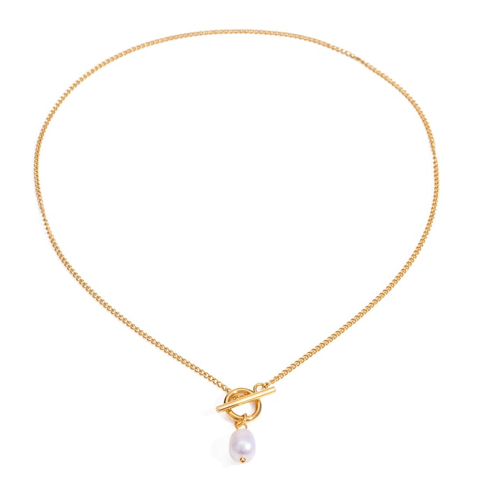 1 piece simple series daily geometric stainless steel  gold plated pearl women pendant necklaces h5Picture5