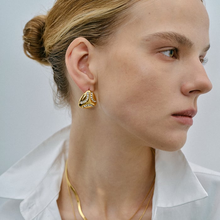 JD Designermodell! Diamant-/tropfenförmige Diamantohrringe aus 18 Karat Gold und Edelstahl im europäischen und amerikanischen Stil, einfache Ohrringe im kalten Stil h5Bild5