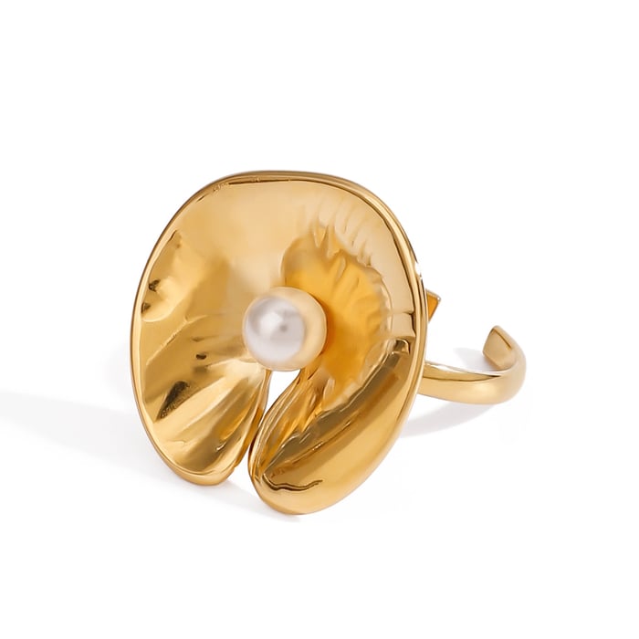1 Piece Luxurious Series Exaggerated Natural Tree Shape Stainless Steel Gold Color Women's Adjustable Rings h5Picture6
