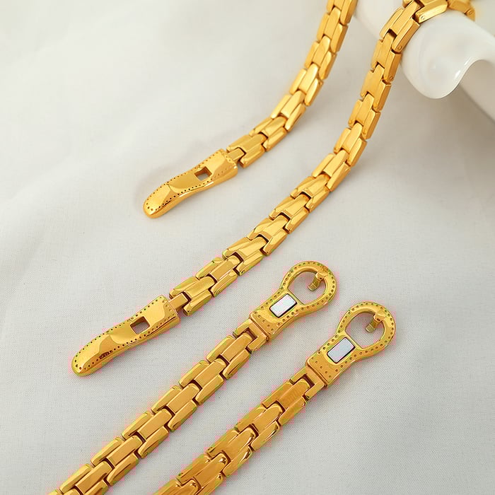1 Stück Simple Series Klassische geometrische Edelstahl 18 Karat vergoldete Damen Armreifen h5Bild4