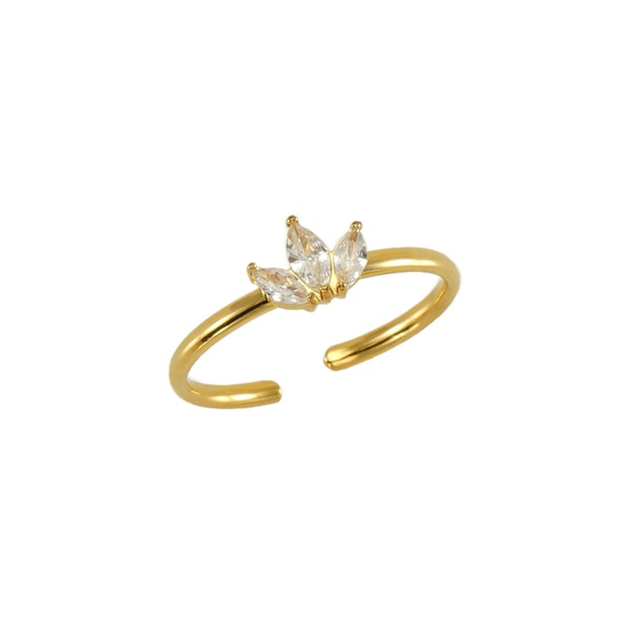 1 par de anillos de hoja de arce con incrustaciones de circonita de acero inoxidable transfronterizos para mujer, modernos y versátiles, de acero de titanio, ligeros y de lujo, ajustables. Imagen6