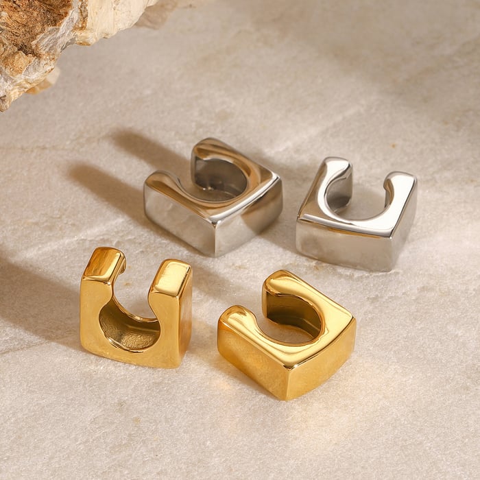 1 Pair Stainless Steel Gold Color Ear cuffs h5Picture3