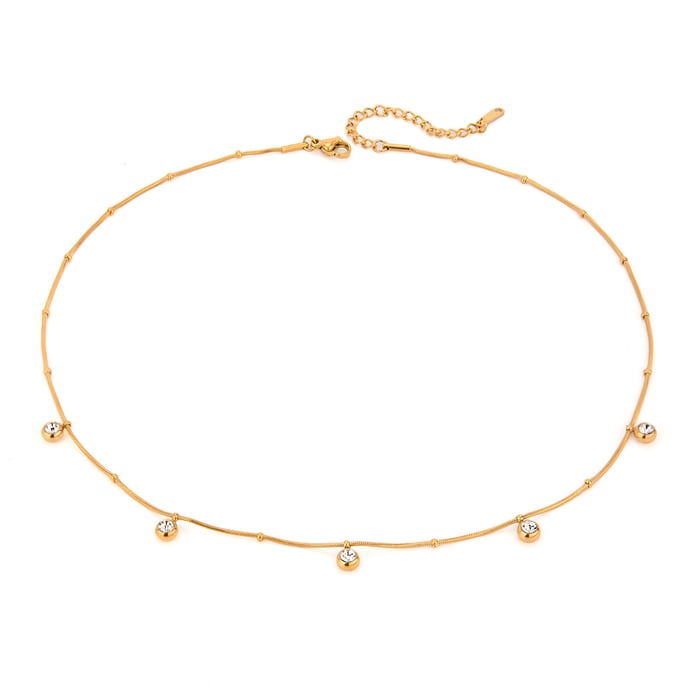 1 piece simple series casual geometric stainless steel  gold plated zircon women pendant necklaces h5Picture5