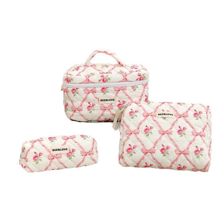 1 Piece Simple Series Large-capacity Cosmetic Bag With Sweet Bows Flowers Women's Bags h5Picture5