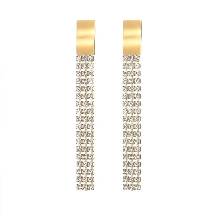 1 paar luxuriöse serie retro quaste edelstahl vergoldet zirkon damen ohrstecker h5Bild4