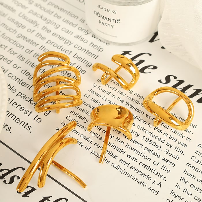 1 Piece Simple Series Simple Geometric Titanium Steel   Gold Color  Women's Hair Clips h5Picture4