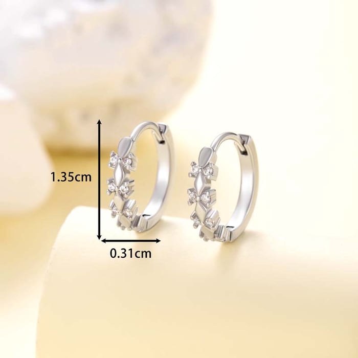 1 Piece Sophisticated Series Lustrous Rhombus Copper Zircon Women's Hoop Earrings h5Picture3