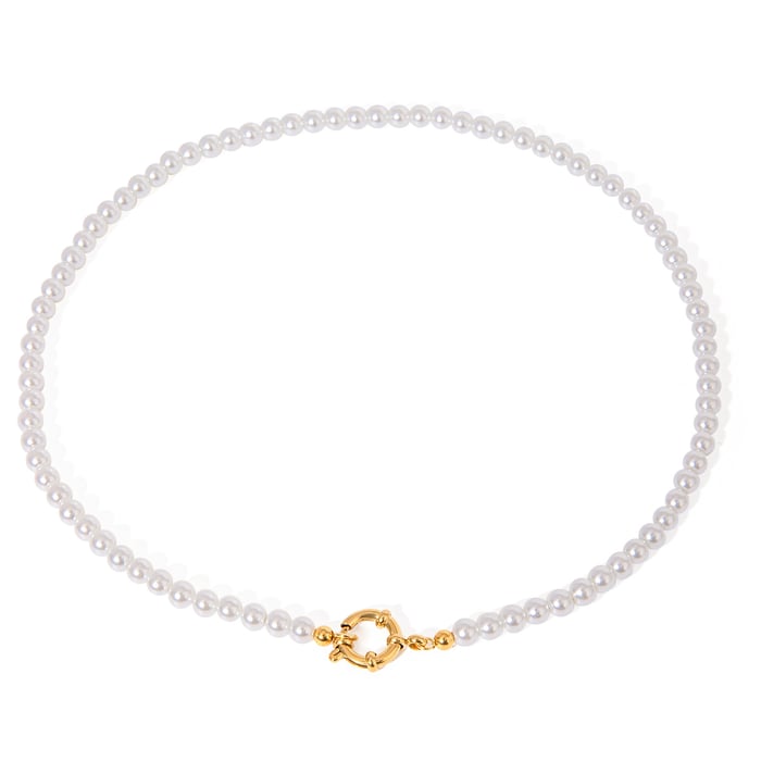 1 piece classic series elegant beads stainless steel  gold plated women beaded necklaces Picture6