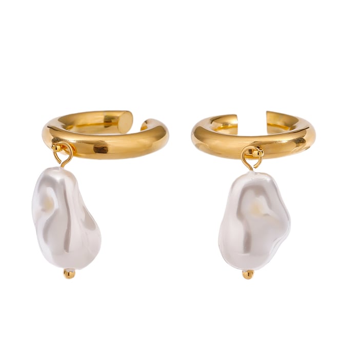 1 paar klassische serie  runde edelstahl gold farbe damen clip-on ohrringe Bild10