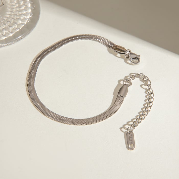 1 Stück Simple Series Tägliche geometrische Edelstahl-Kettenarmbänder für Damen h5Bild4