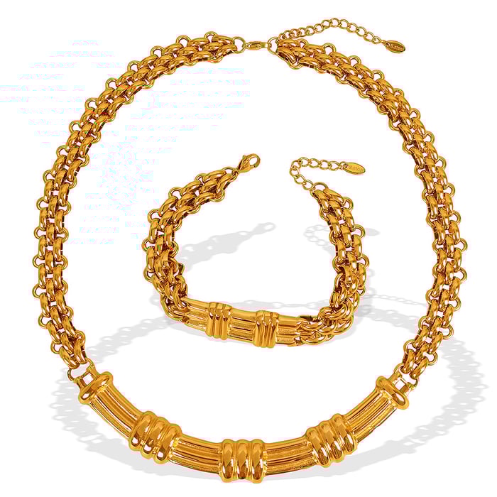 1 Piece Simple Series Classic Chain Titanium Steel   Gold Color  Women's Chain Necklaces h5Picture6