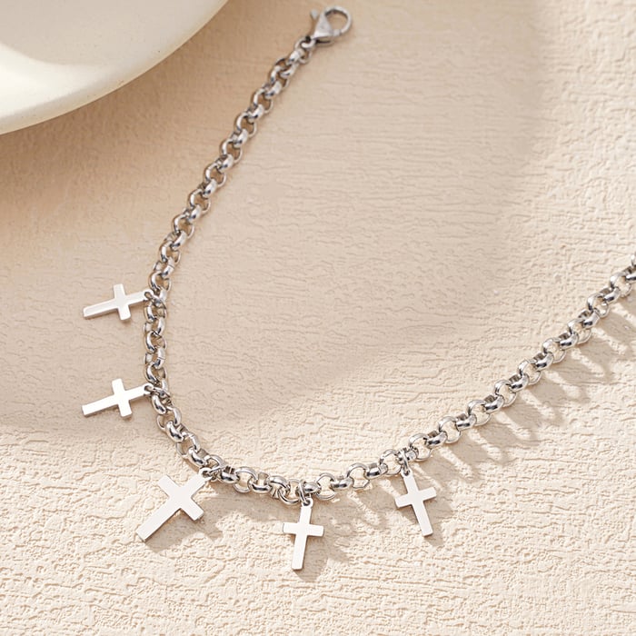 1 Piece Classic Series Daily Cross Titanium Steel   Gold Color  Women's Chain Bracelets h5Picture6