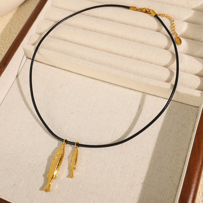 1 piece romantic series fish titanium steel  gold color plated women's pendant necklaces h5Picture4