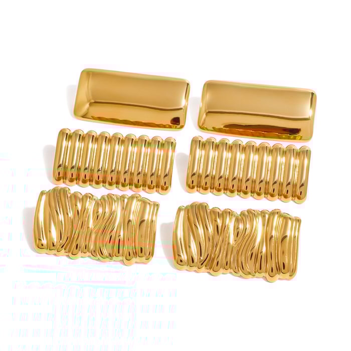 1 Paar Simple Series Einfache geometrische Titanstahl 18 Karat vergoldete Damen-Ohrstecker Bild5