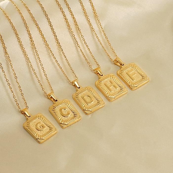 1 Stück Simple Series Daily Letter Edelstahl 18 Karat vergoldet Unisex Anhänger Halsketten h5Bild4