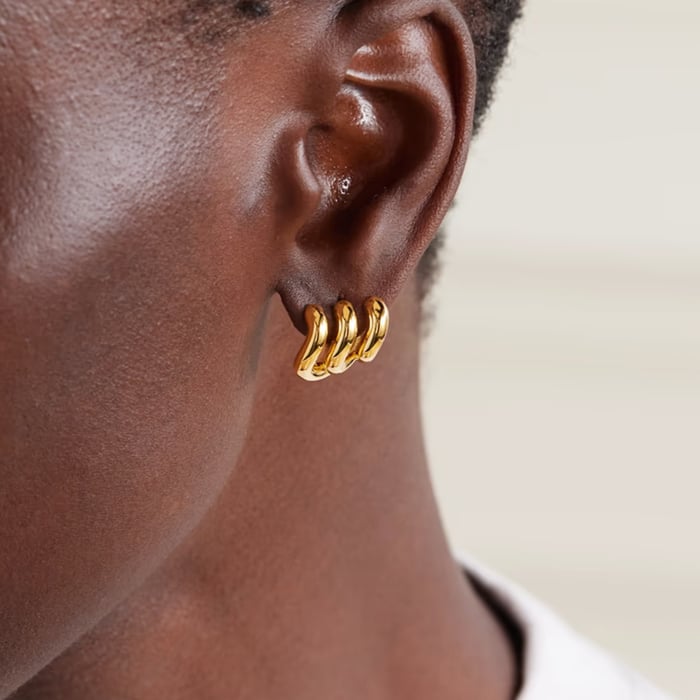 1 Pair Designable Series Minimalist Annular Line Stainless Steel Gold Color Women's Stud Earrings h5Picture5