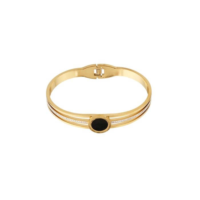 1 Stück Simple Series Retro Geometric Edelstahl Goldfarben Damen Armreifen h5Bild4